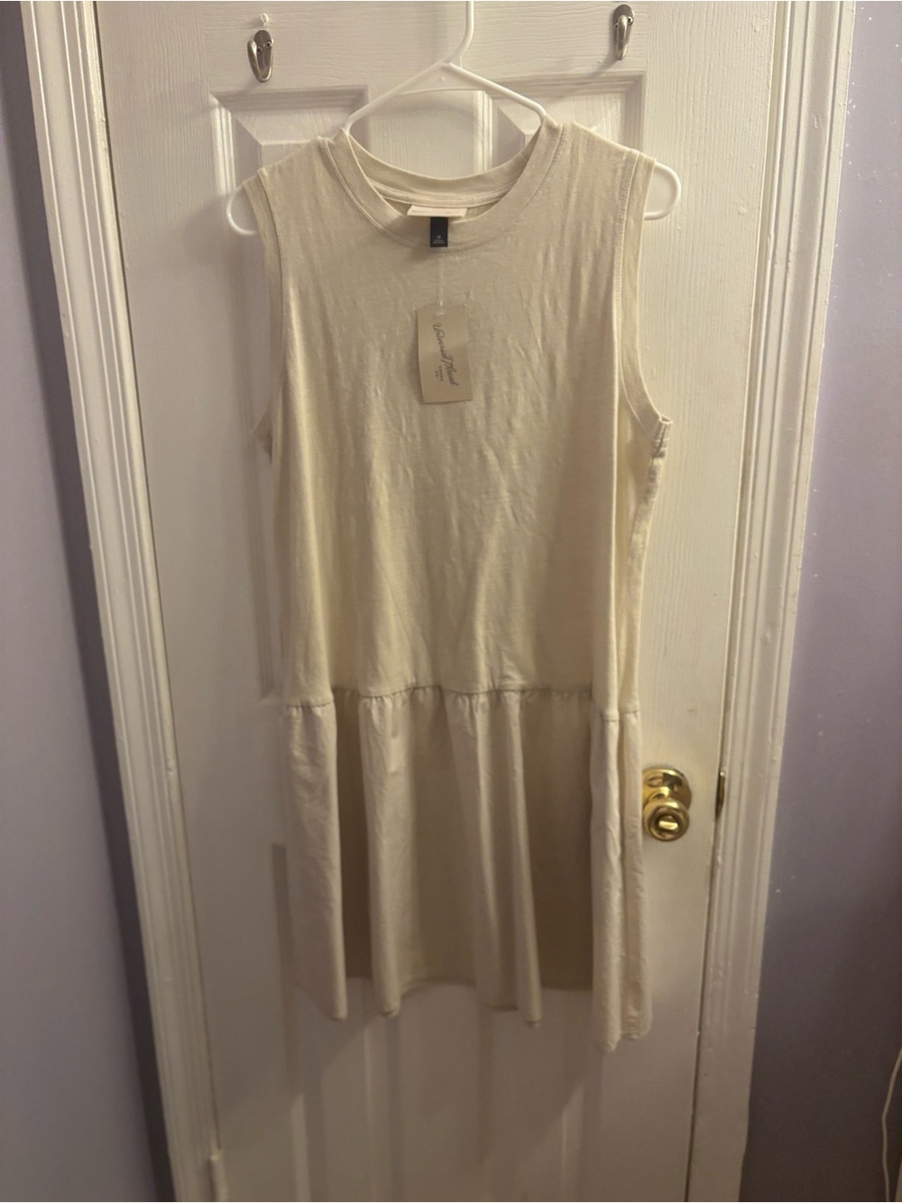 Universal Thread Cream Sleeveless Peplum-Style Dress